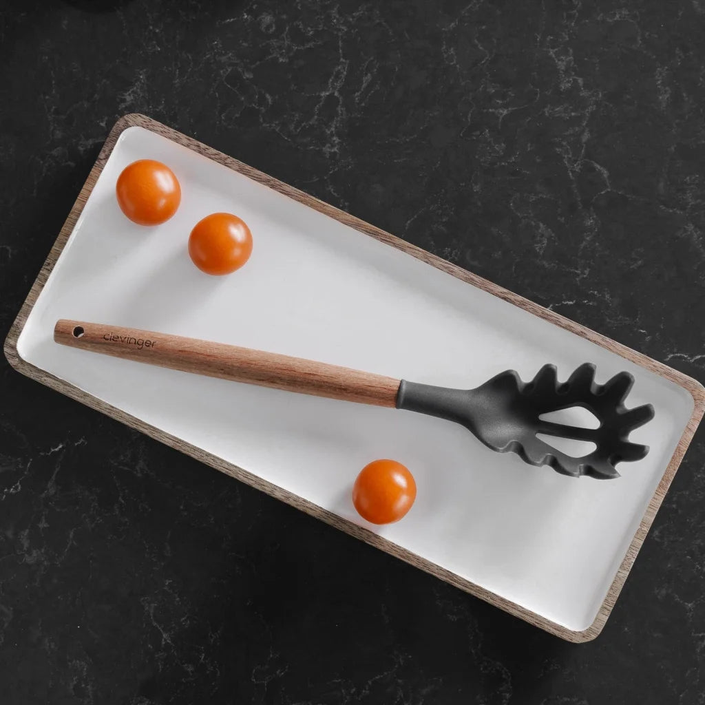 2pcs Beechwood & silicone pasta spoon charcoal - Home &