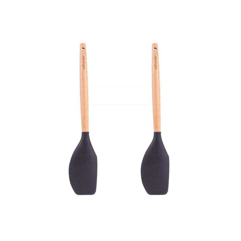 2pcs Beechwood & silicone spatula charcoal - Home & Garden