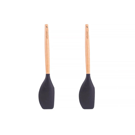 2pcs Beechwood & silicone spatula charcoal - Home & Garden