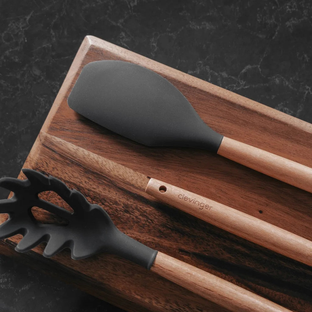 2pcs Beechwood & silicone spatula charcoal - Home & Garden