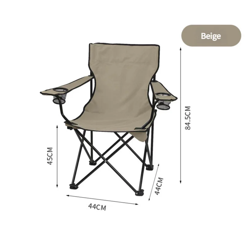 2pcs Cream Portable Folding Camping Chair with Armrests
