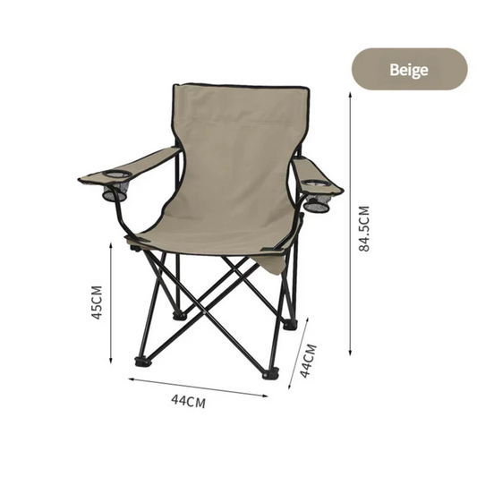 2pcs Cream Portable Folding Camping Chair with Armrests