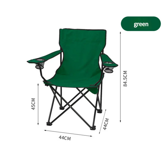 2pcs Green Portable Folding Camping Chair with Armrests