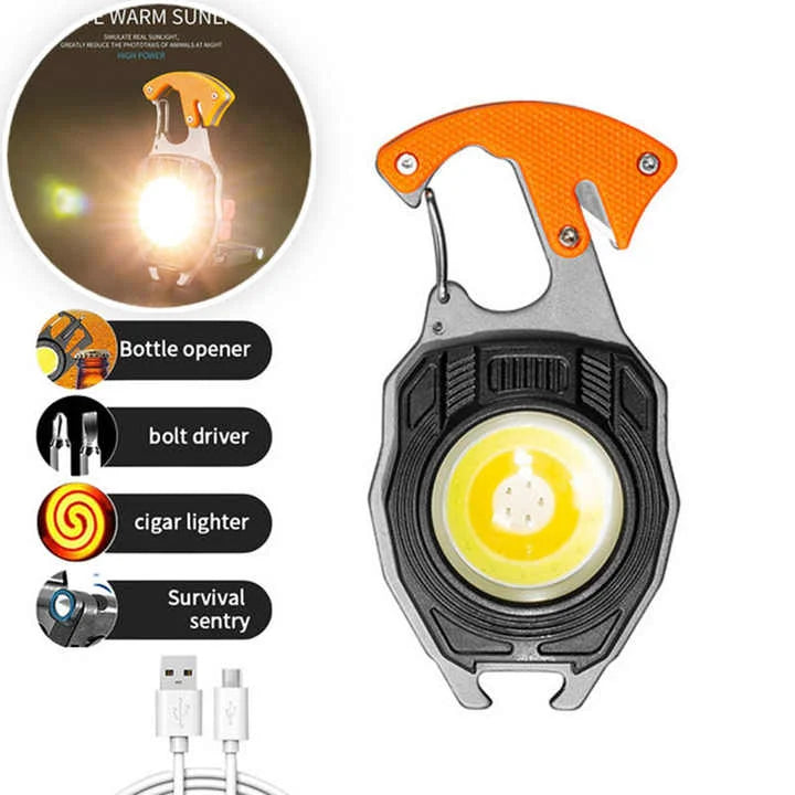 2PCS Orange Multi-Function COB Work Light with Carabiner