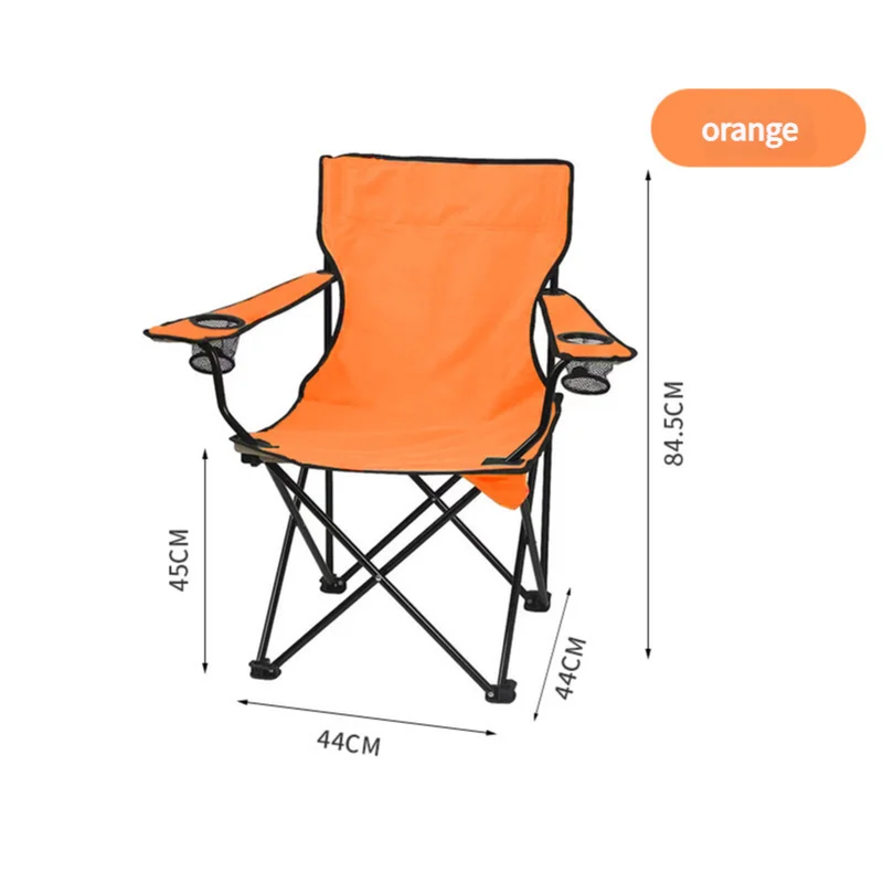 2pcs Orange Portable Folding Camping Chair with Armrests
