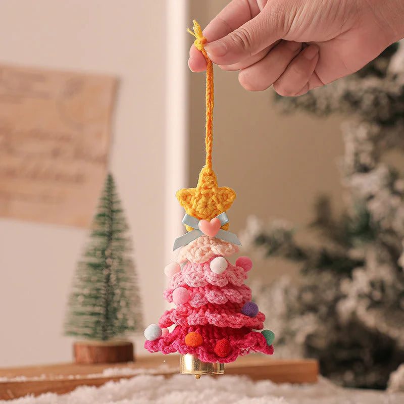 2PCS Red Handmade-Style Crochet Christmas Tree Ornament