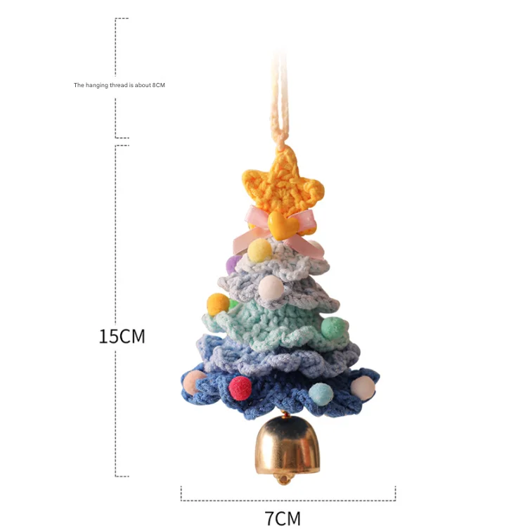 2PCS Red Handmade-Style Crochet Christmas Tree Ornament