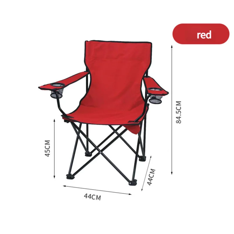 2pcs Red Portable Folding Camping Chair with Armrests