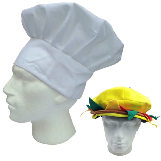 2pcs Set Chefs Hat Baker Cap + Burger Hat Funny Halloween