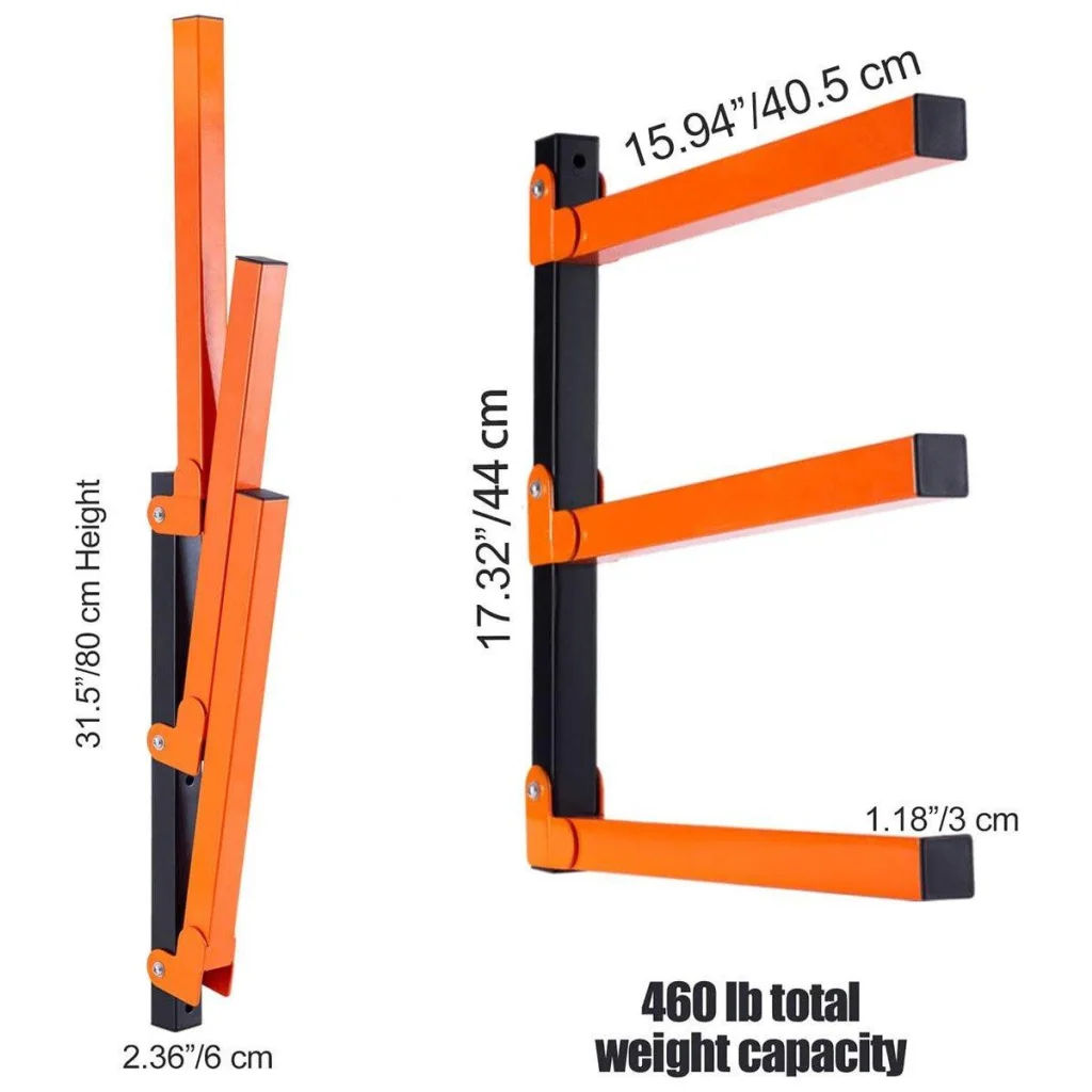 2PCS Wall Mounted Folding Storage Rack Carbon Steel