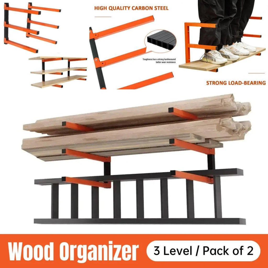 2PCS Wall Mounted Folding Storage Rack Carbon Steel