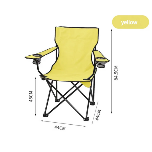 2pcs Yellow Portable Folding Camping Chair with Armrests