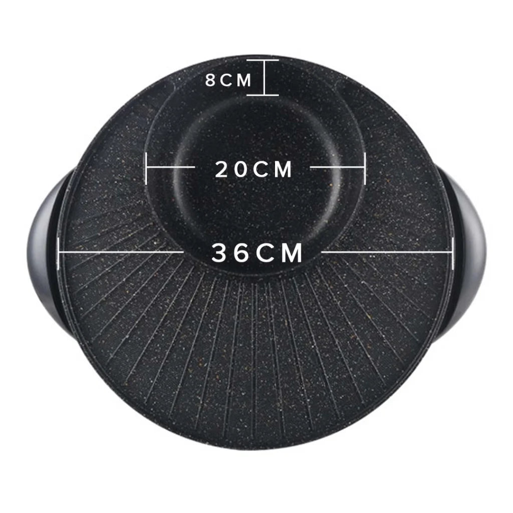 2X 2-in-1 Stone Coated Teppanyaki Grill Plate Steamboat Hotpot 3-5 Person - Premium