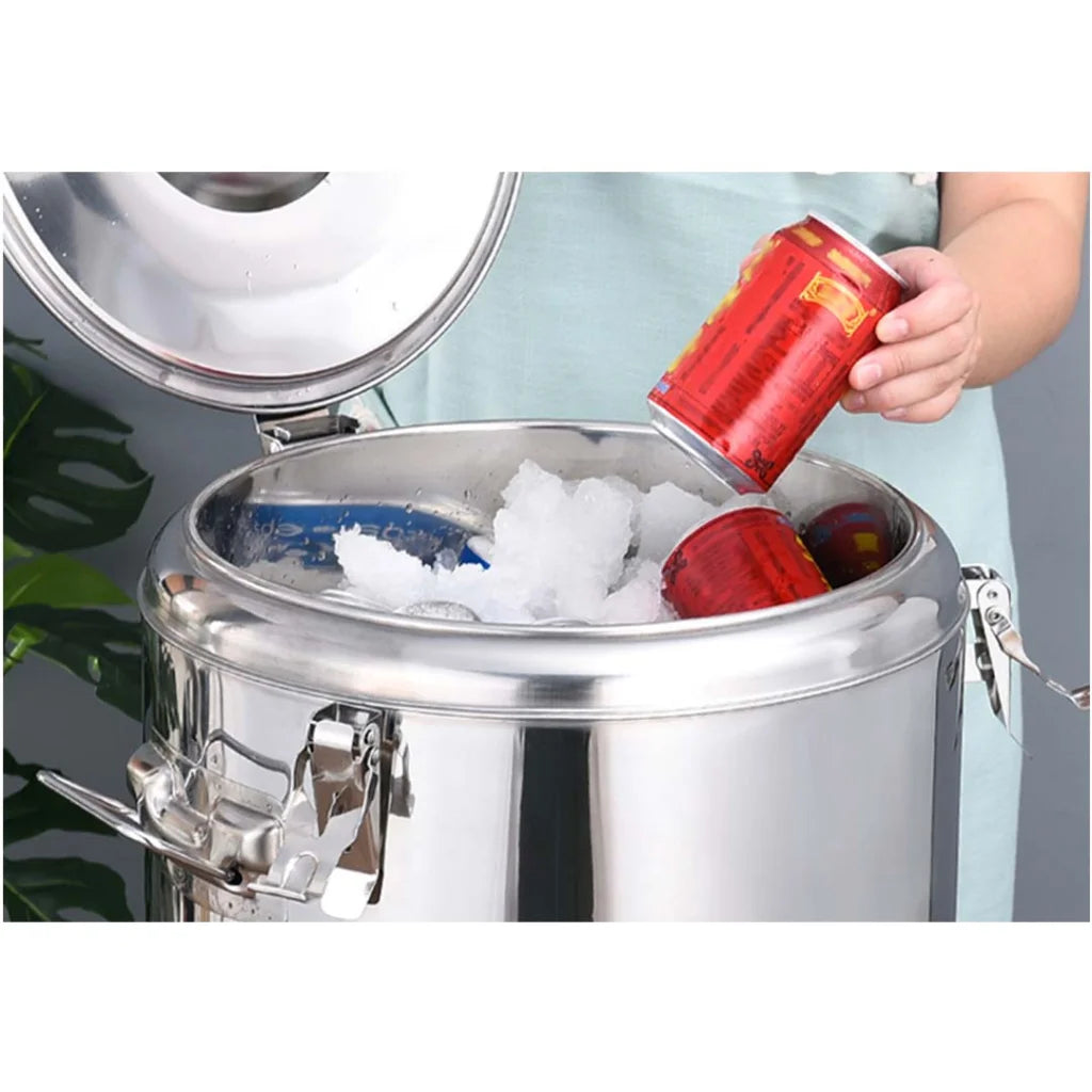 2X 35L Stainless Steel Insulated Stock Pot Dispenser Hot & Cold with Tap - Premium