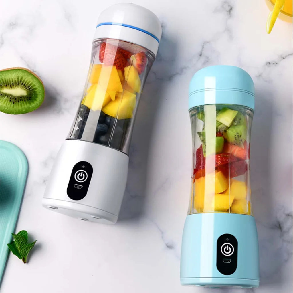 2X 380ml Portable Mini USB Rechargeable Handheld Fruit Mixer Juicer Blue - Premium