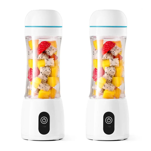 2X 380ml Portable Mini USB Rechargeable Handheld Fruit Mixer Juicer White - Premium
