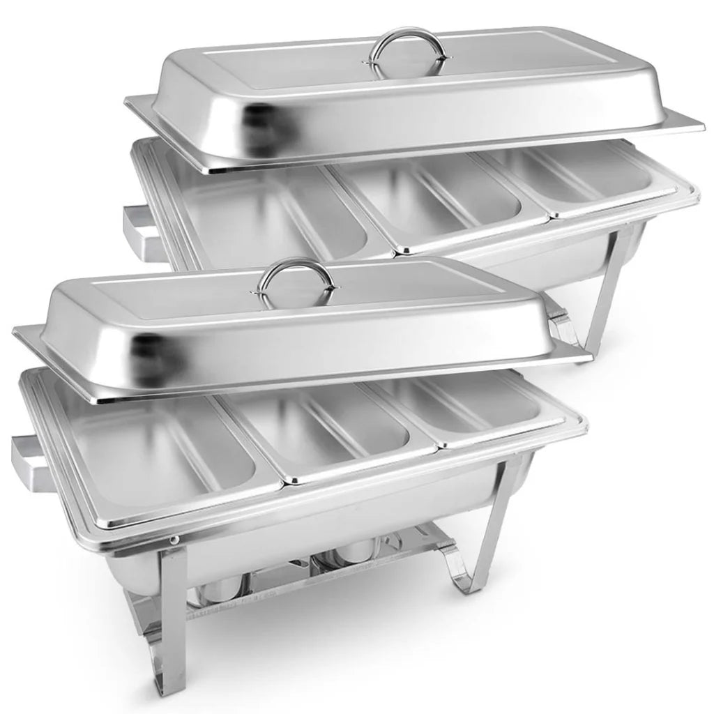 2X 3L Triple Tray Stainless Steel Chafing Food Warmer Catering Dish - Premium