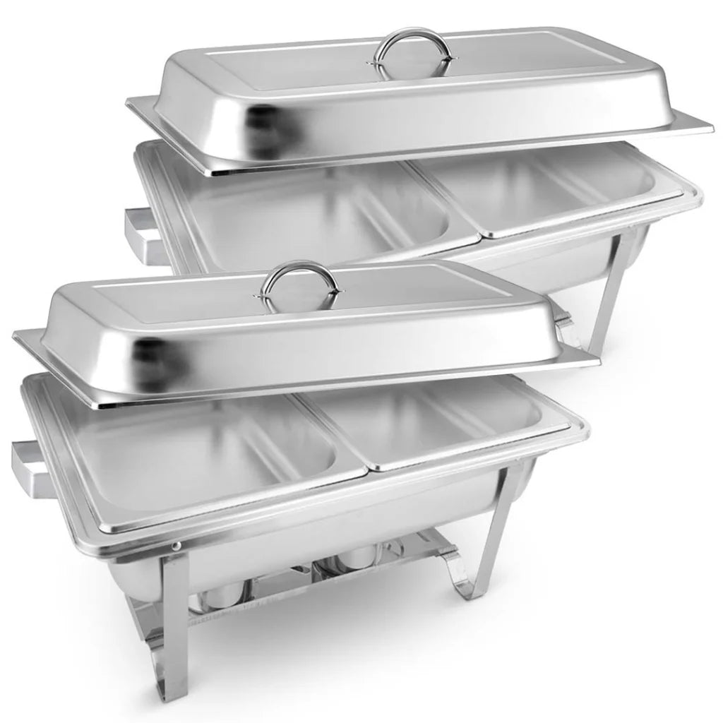 2X 4.5L Dual Tray Stainless Steel Chafing Food Warmer Catering Dish - Premium