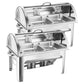 2X 4.5L Dual Tray Stainless Steel Roll Top Chafing Dish Food Warmer - Premium