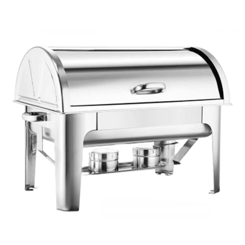 2X 4.5L Dual Tray Stainless Steel Roll Top Chafing Dish Food Warmer - Premium