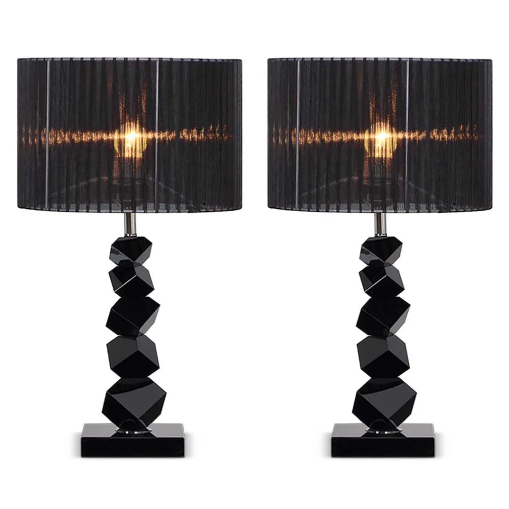 2X 55cm Black Table Lamp with Dark Shade LED Desk Lamp - Premium