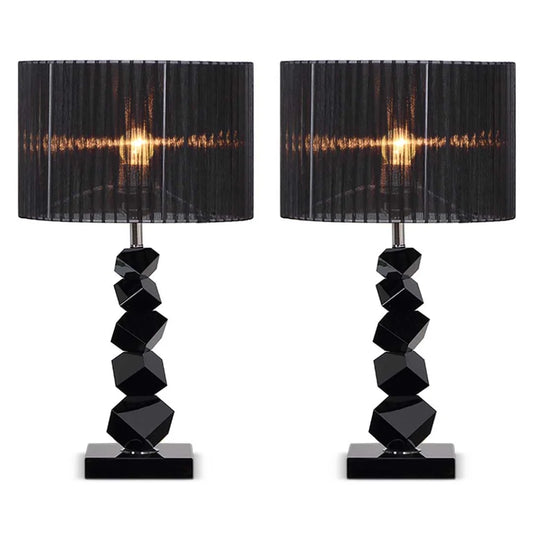 2X 55cm Black Table Lamp with Dark Shade LED Desk Lamp - Premium