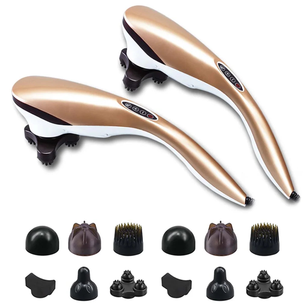 2X 6 Heads Portable Handheld Massager Soothing Blood Flow Shoulder Gold - Premium