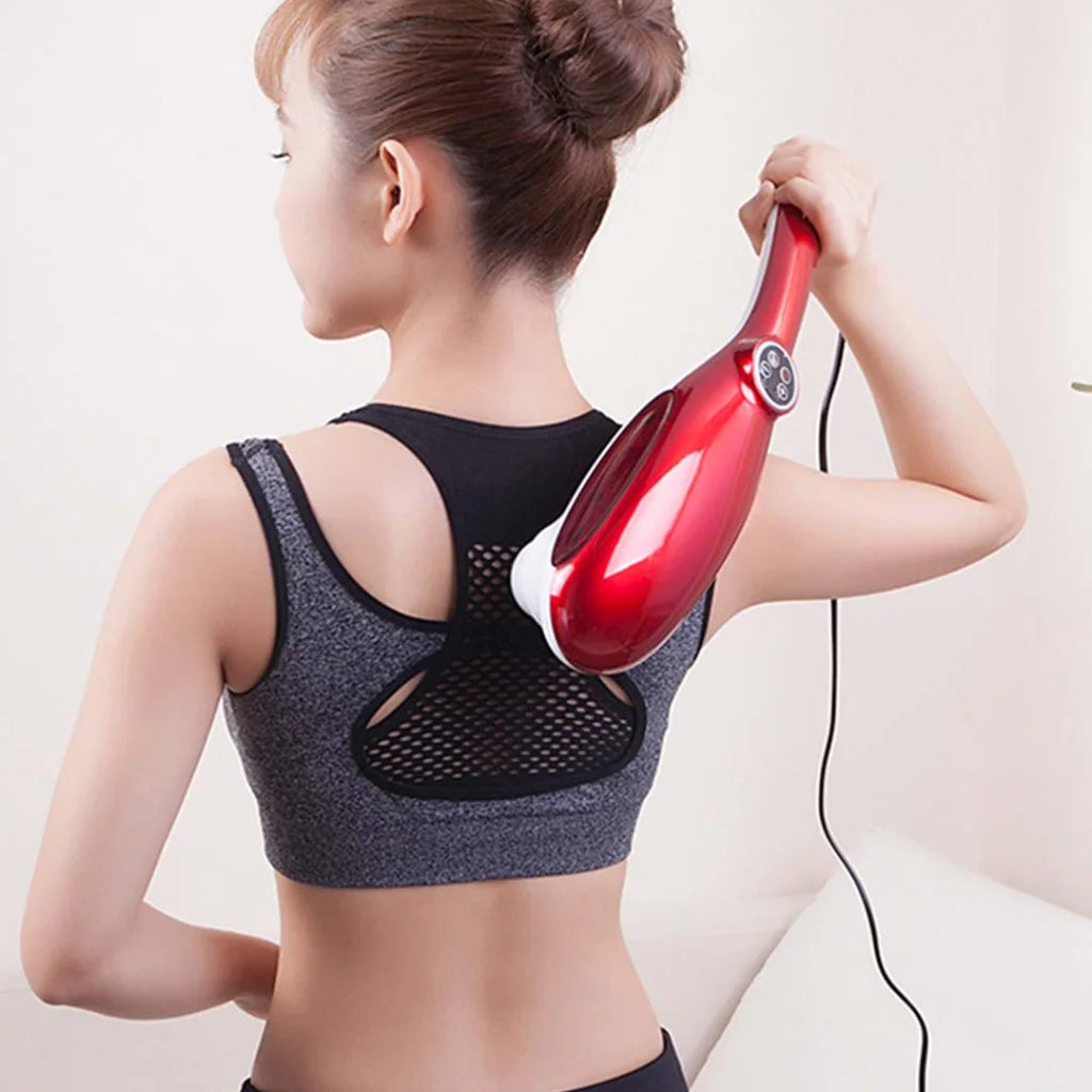 2X 6 Heads Portable Handheld Massager Soothing Blood Flow Shoulder Red - Premium