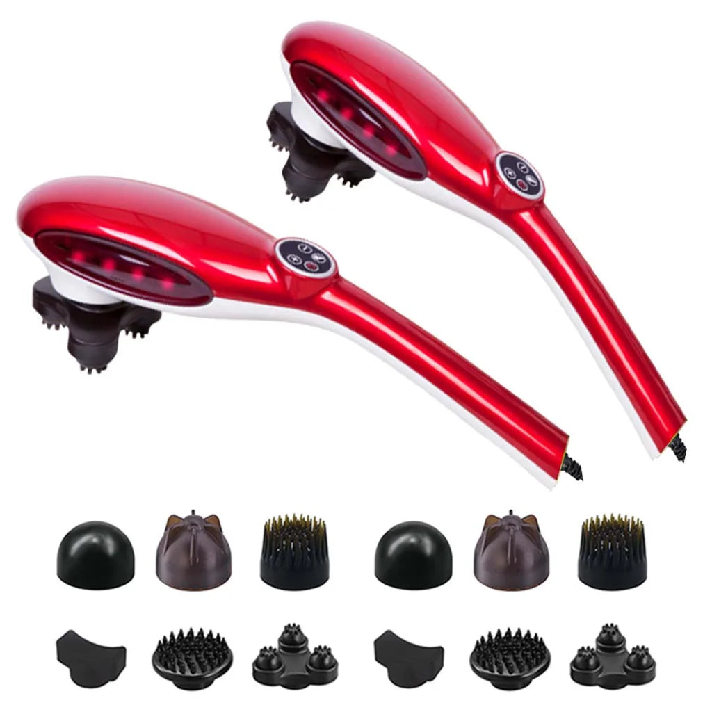 2X 6 Heads Portable Handheld Massager Soothing Blood Flow Shoulder Red - Premium