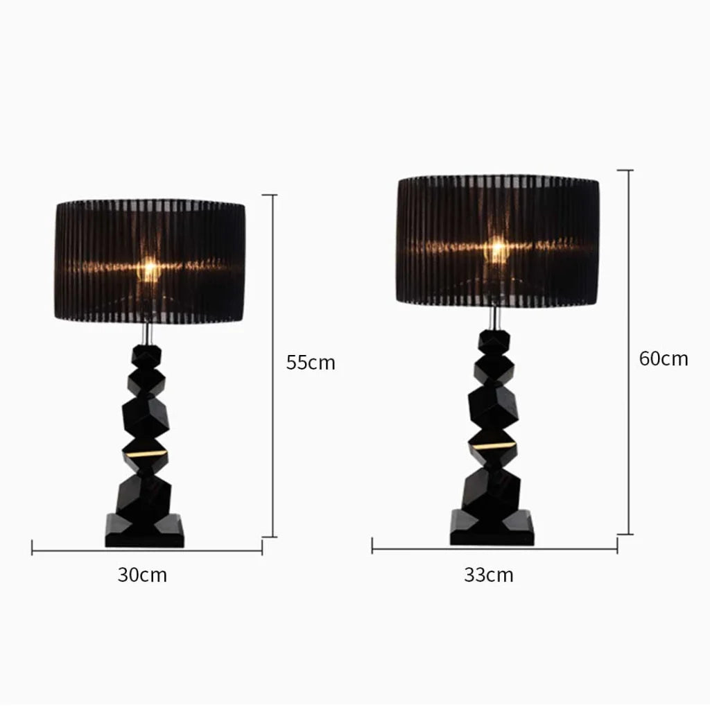 2X 60cm Black Table Lamp with Dark Shade LED Desk Lamp - Premium