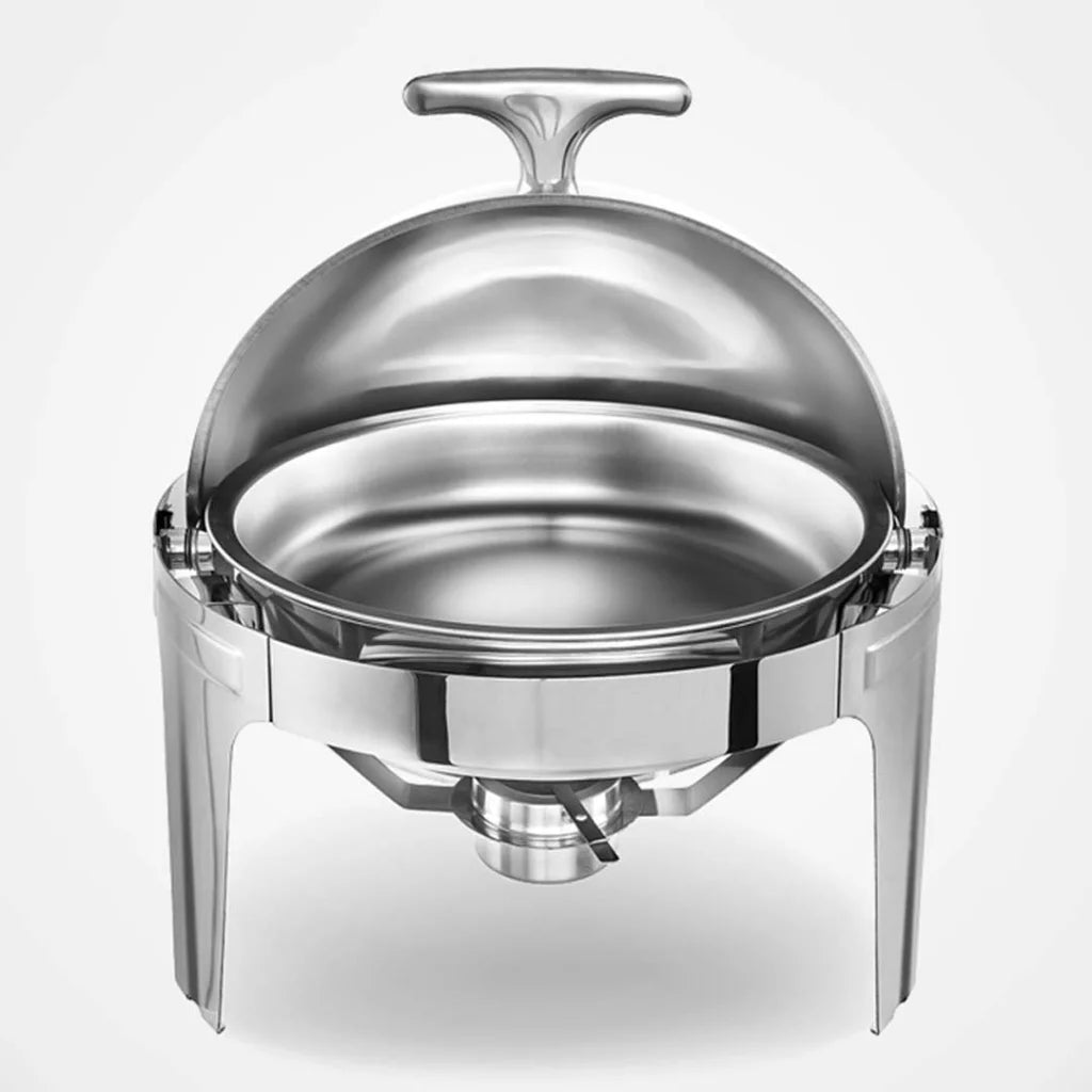 2X 6L Stainless Steel Chafing Food Warmer Catering Dish Round Roll Top - Premium