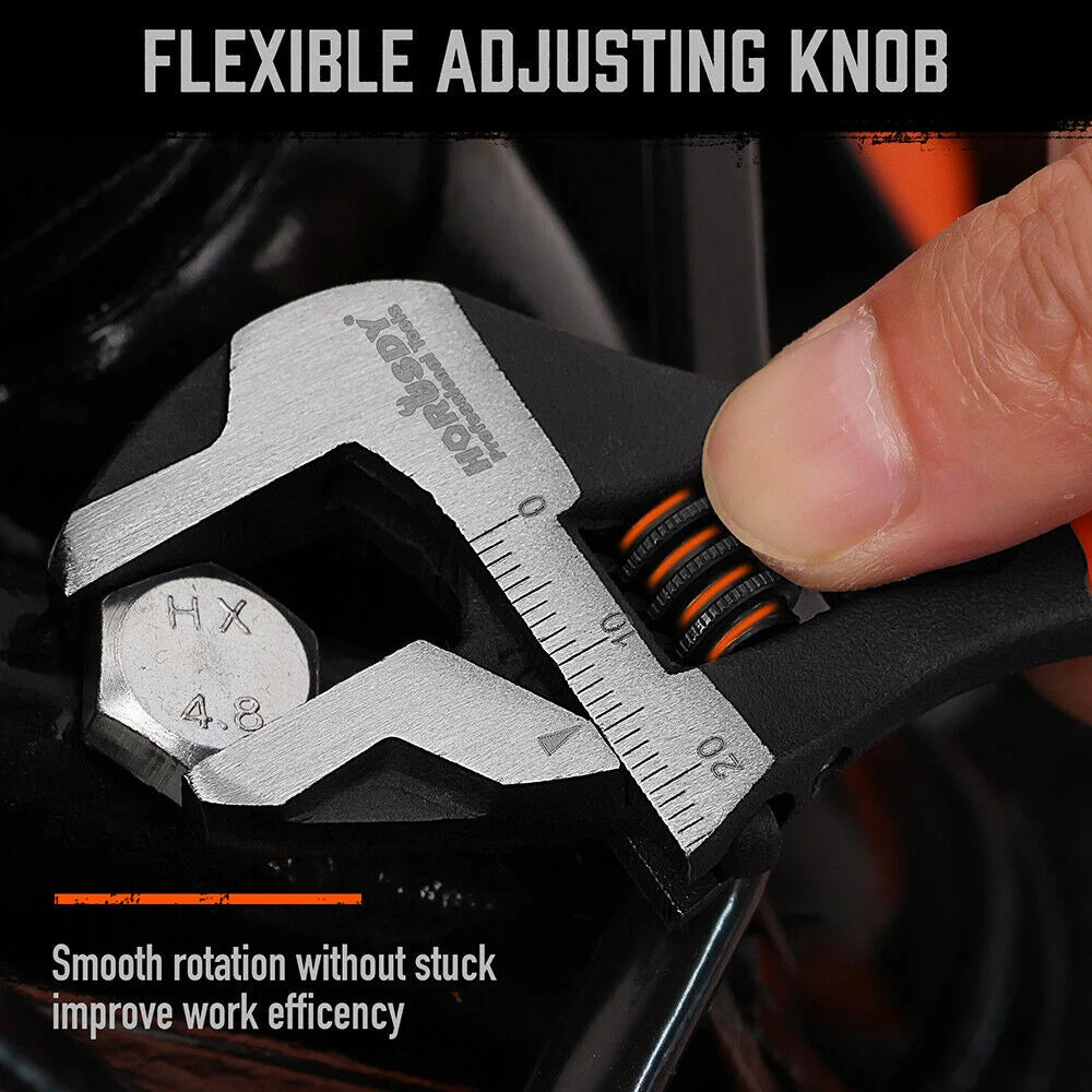 2x Adjustable Wrench Set - 6’’ & 10’’ Wide Jaw Spanner Cr-V