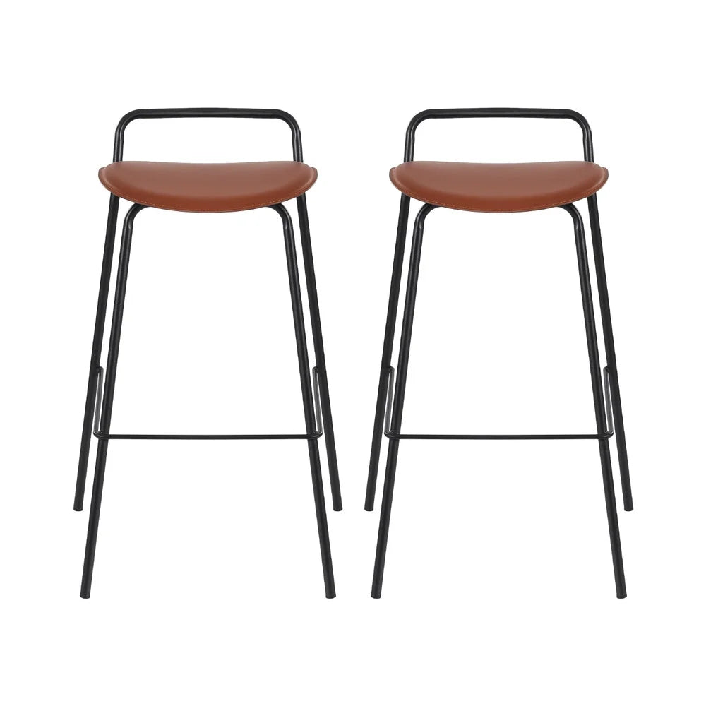 2x Artiss Bar Stools Kitchen Counter Stools Metal Brown