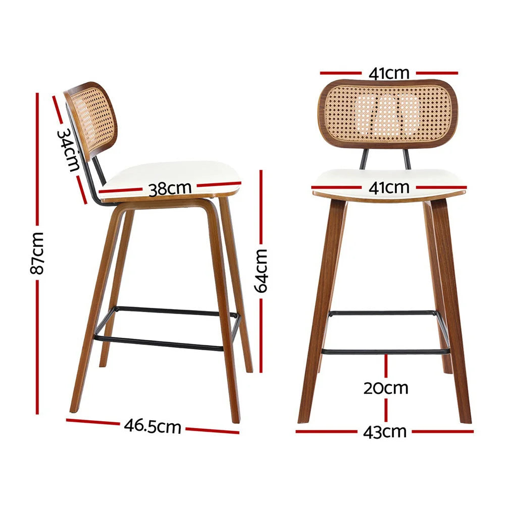 2x Artiss Bar Stools Kitchen Counter Rattan Chairs PU