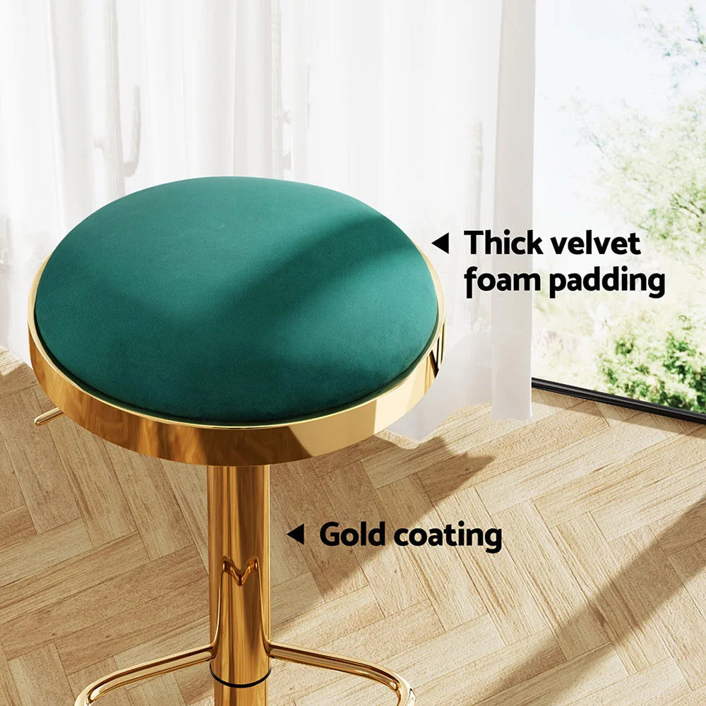 2x Artiss Bar Stools Kitchen Dining Chairs Velvet Padded