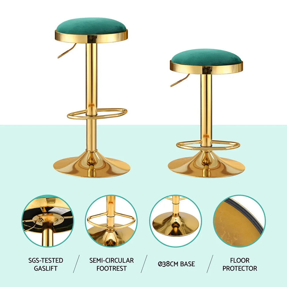 2x Artiss Bar Stools Kitchen Dining Chairs Velvet Padded