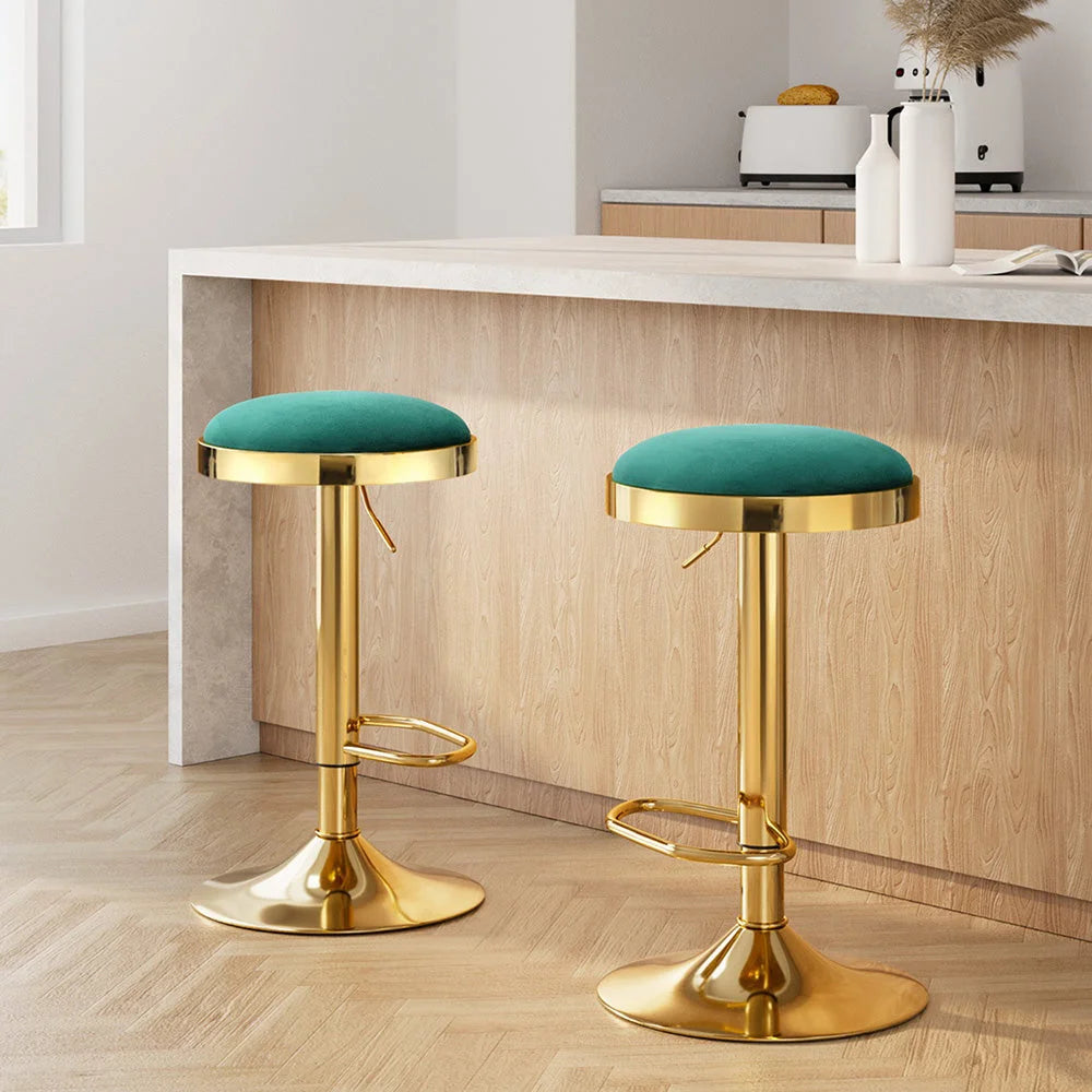 2x Artiss Bar Stools Kitchen Dining Chairs Velvet Padded