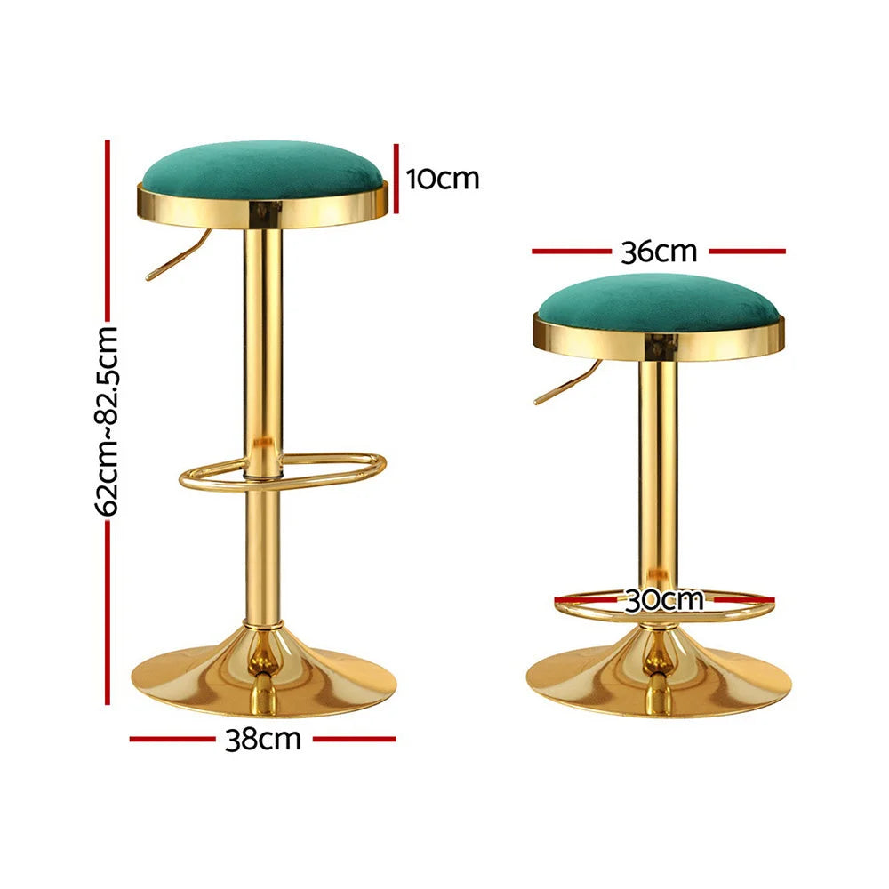 2x Artiss Bar Stools Kitchen Dining Chairs Velvet Padded