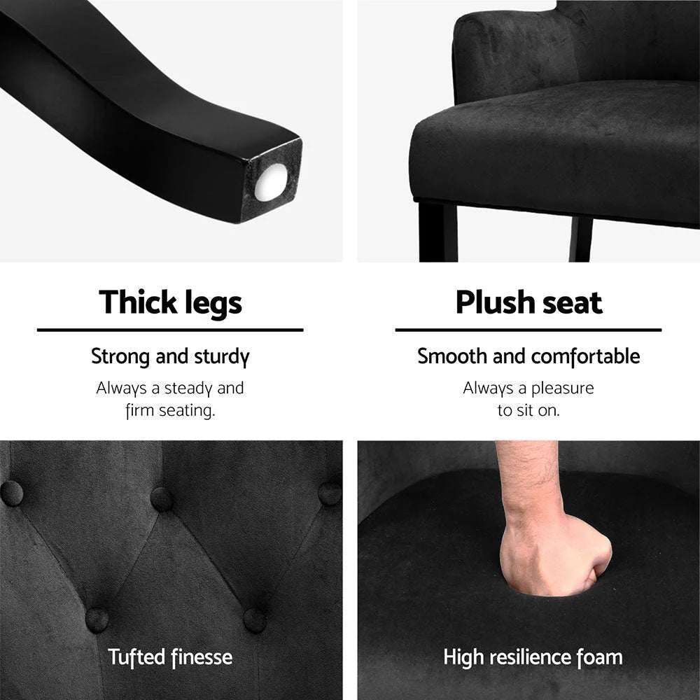 2x Artiss Dining Chairs Velvet French Provincial Armchair