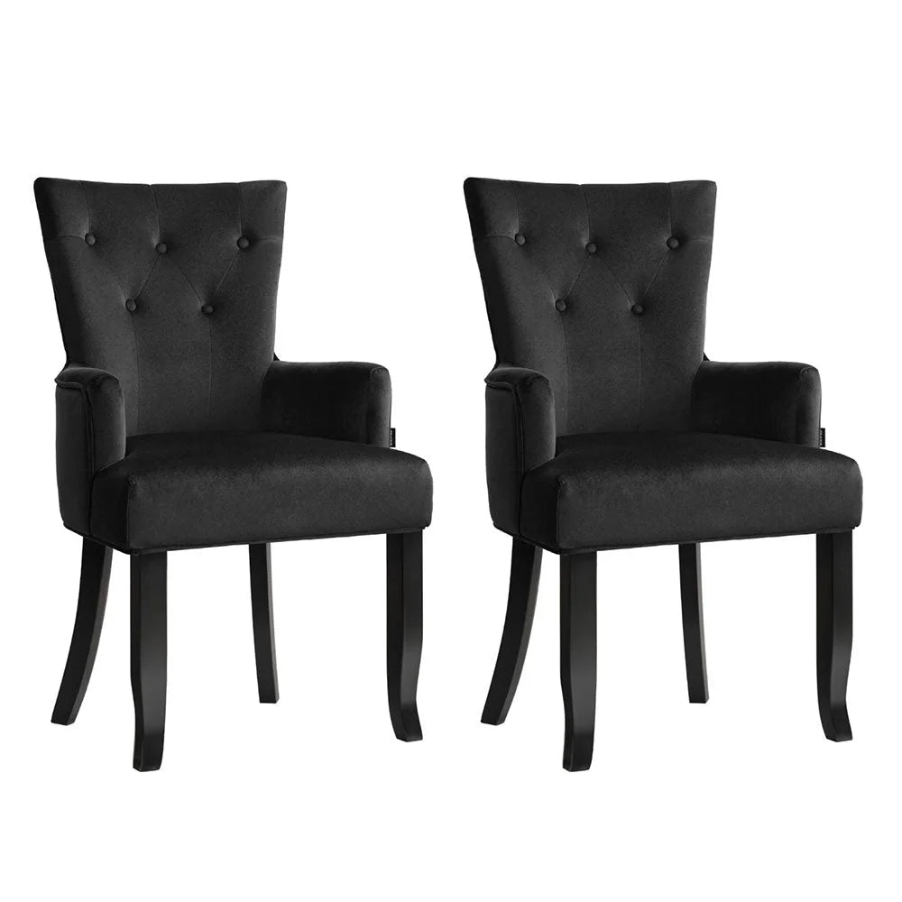 2x Artiss Dining Chairs Velvet French Provincial Armchair