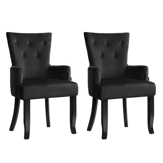 2x Artiss Dining Chairs Velvet French Provincial Armchair