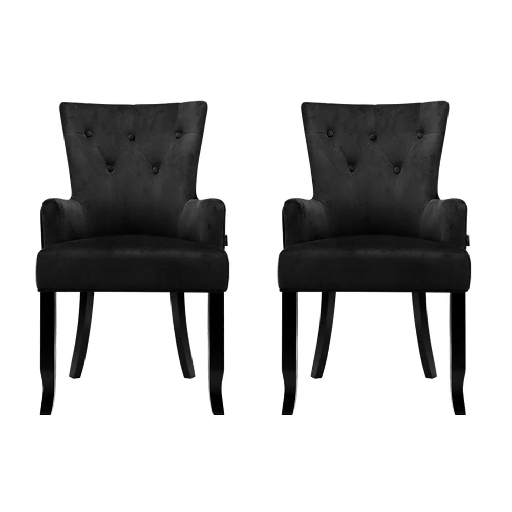 2x Artiss Dining Chairs Velvet French Provincial Armchair