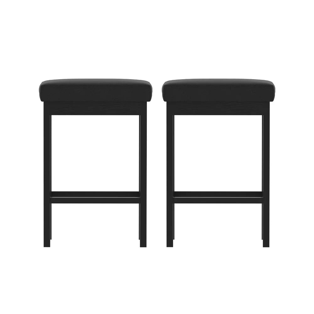 2x Artiss Metal Bar Stools PU Seat Dining Counter Chairs