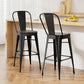 2x Artiss Metal Bar Stools Wooden Seat Retro Counter Stool