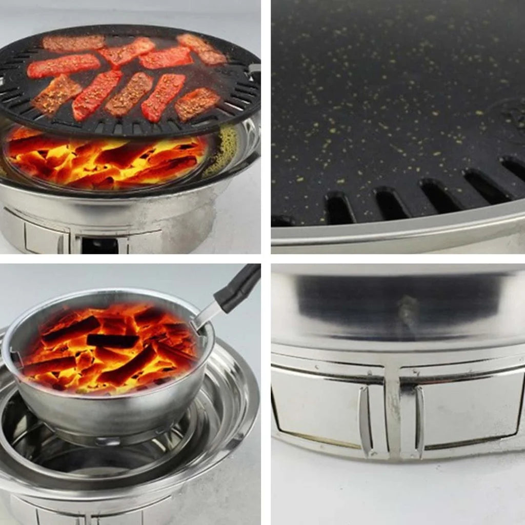 2X BBQ Grill Stainless Steel Portable Smokeless Charcoal Grill Outdoor Camping - Premium