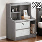 2x bedside table pair lockable drawer curved sides modern