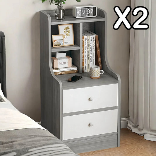 2x Bedside table pair with drawers eco-friendly modern