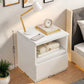2x Bedside table set with drawer and shelf minimalist white