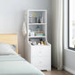 2x Bedside table set with drawers slim tall cabinet