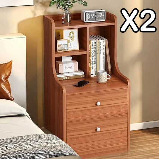 2x bedside table set wooden vintage storage bedroom